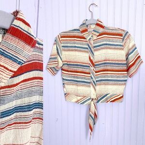 *sold* Deadstock 70’s Striped Cotton Tie Tops Blue/Red Combo